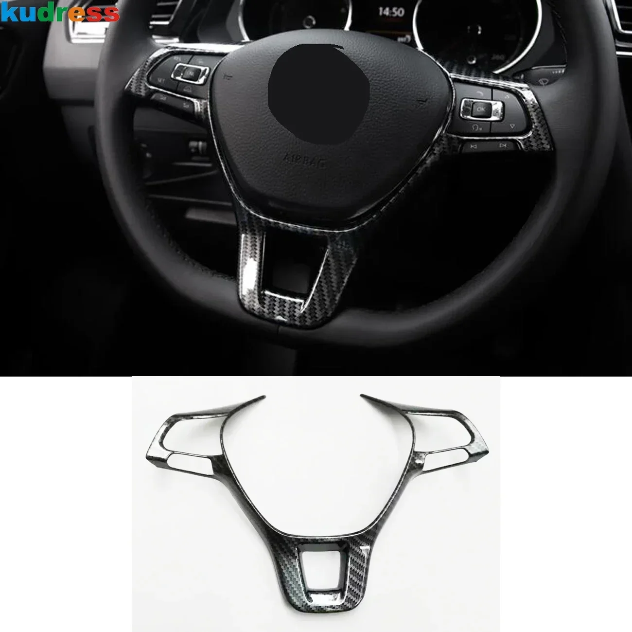 Car Steering Wheel Panel Cover Trim For Volkswagen VW Golf MK7.5 Variant 2014-2021 2022 2023 Carbon Fiber Interior Accessories