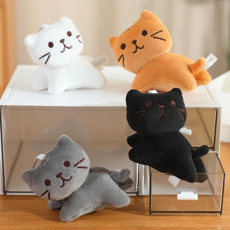 10/20CM Cute Japanese Cute Cat Plush Tilt Head Lying Kitten Plush Toy Cartoon Cat Pendant Keychain Plush Doll