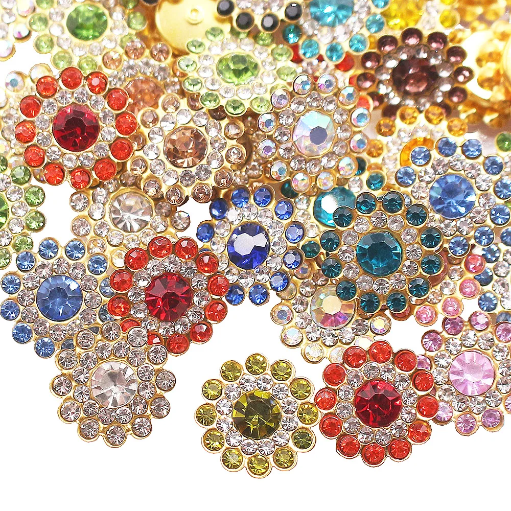 20PCS-50PCS Sew On Rhinestones 14mm Gold Shiny Crystals Stones Beads Crafts Sewing Rhinestones for Clothes Decorative Buttons