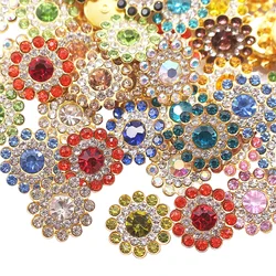 14mm Sunflower Claw Sew On Rhinestones Tirm Shiny Crystals Stones Gold Base Handwork Sewing Rhinestones Accessories Crafts Gems