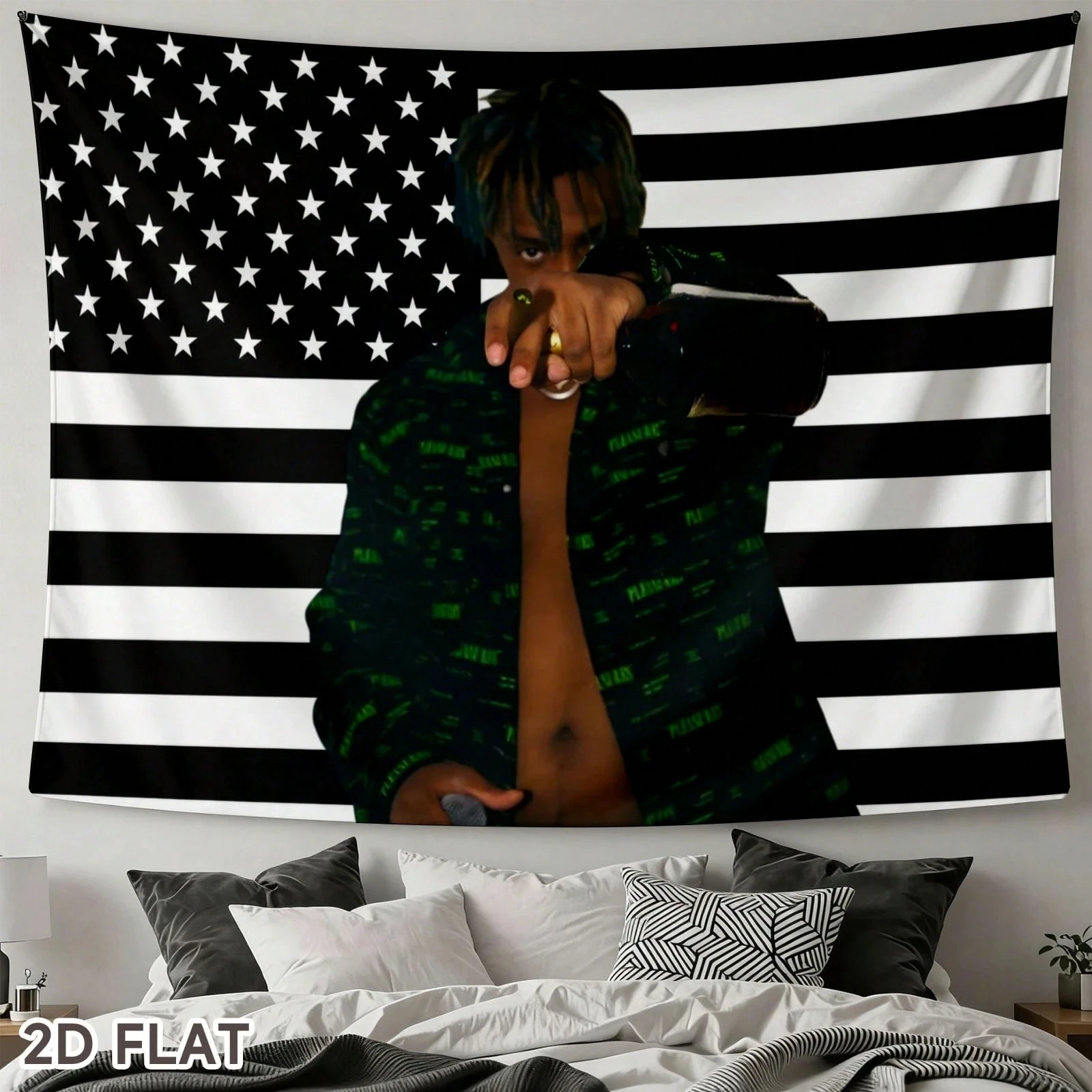 1pc Juice Music WRLD Poster Printed Tapestry,Album Tapestry, Suitable For Horizontal Wall Hanging In Bedroom, Dormitory