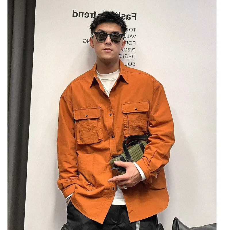 

Retro Work Shirt Men's Loose Long-sleeved Shirt Japanese Solid Color Simple Casual Versatile Trendy Top Jacket