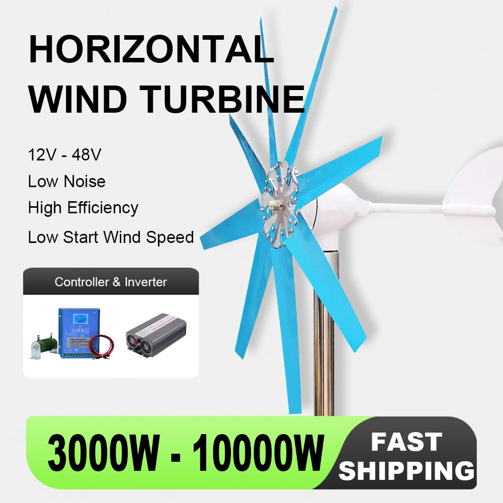 China Factory Low Noise 12v 24v 48v Wind Turbine Generator Complete Set 3Phase AC Alternative 3000W-7KW Dynamo Windmill For Home