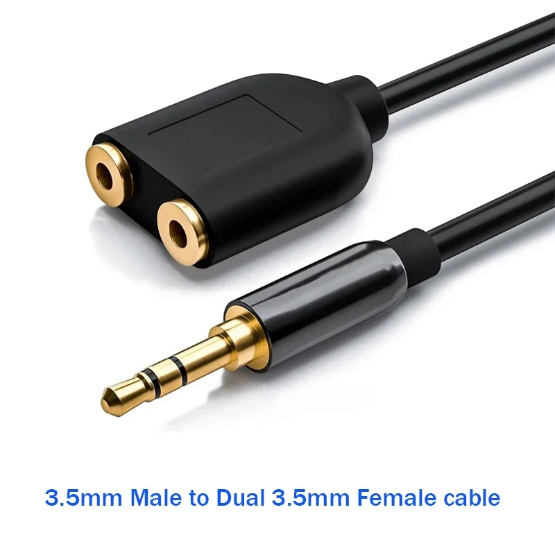 3.5mm Audio Splitter Extension Cable Stereo Y Splitter Hi-Fi Sound Headphone Converter 3.5mm Male to 2 Jack 3.5mm Female Spliter