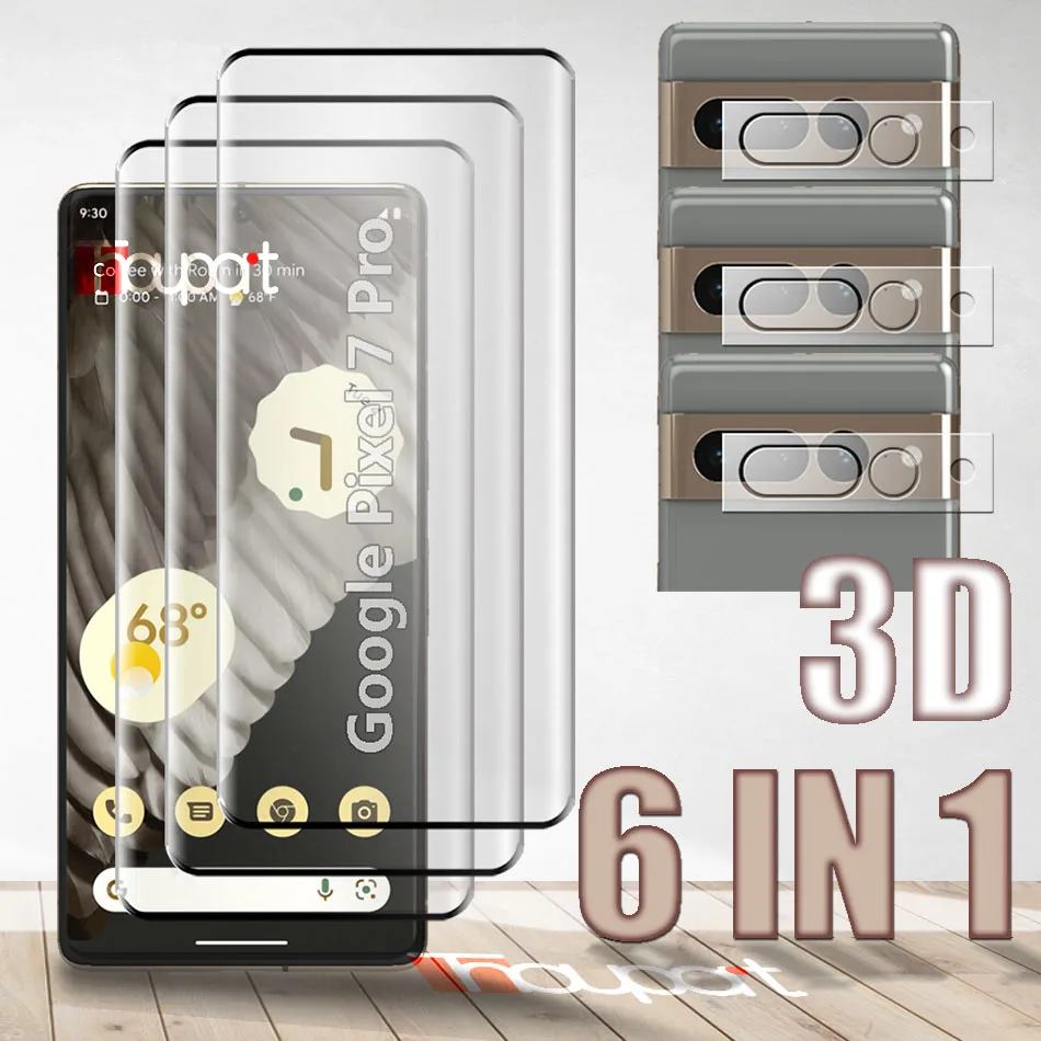 6in1 Tempered Glass For Google Pixel 7 Pro 3D Hard film Anti Shatter Soft Camera Lens film For Pixel7 Pro Glass