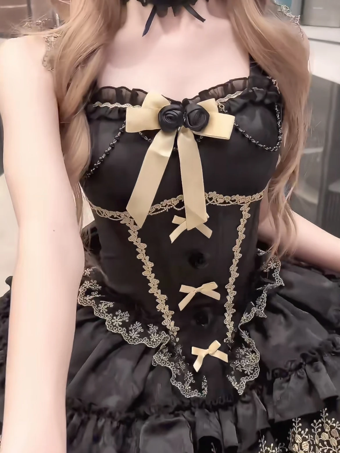 

Original Lolita Goth Dark Black Cake Dress Ballet Style Elegant Princess Birthday Evening Dresses Japanese Subculture Mini Dress