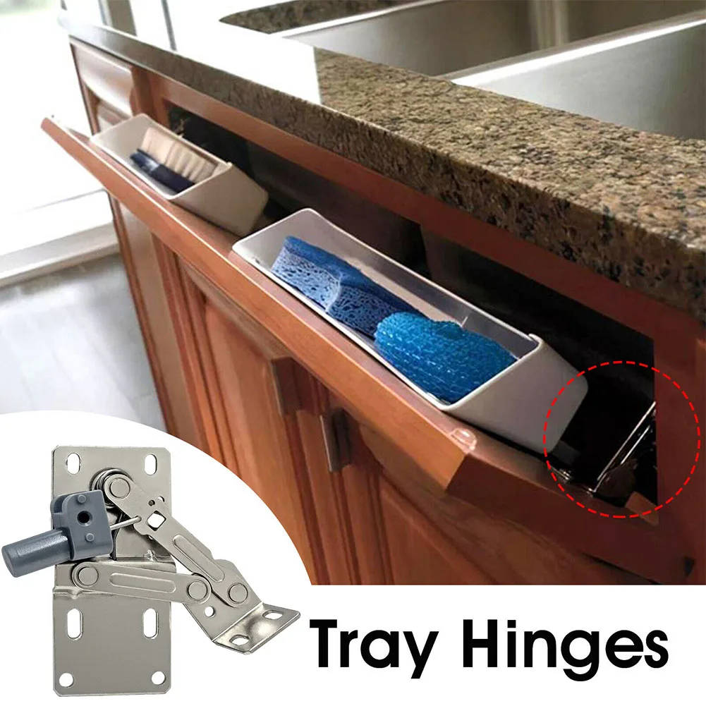 Cabinet Drawer Soft Close Tip Out Tray Hinges Steel Structure Silent Closure 2 Pack Hinges 45 Degrees Opening Angle