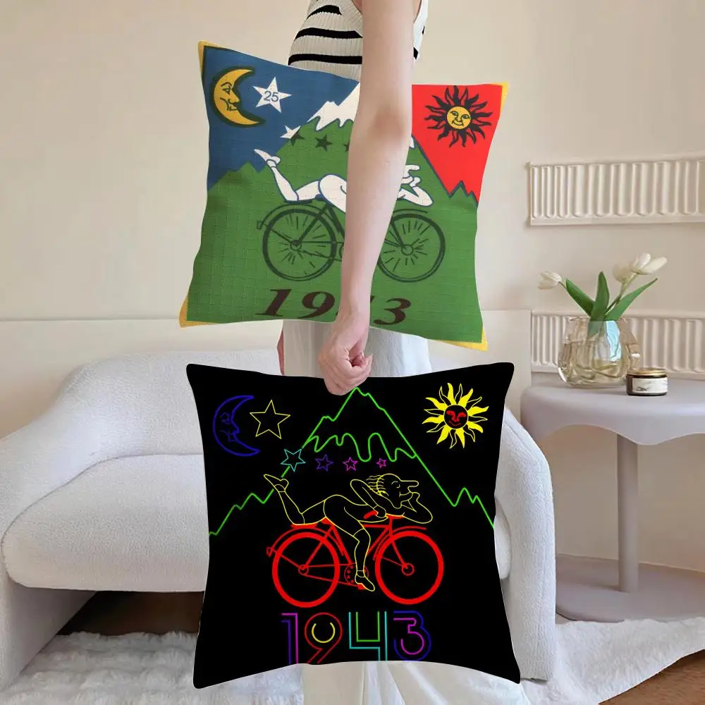Artist A-Albert Hofmann Cushion Cover Breathable Linen Pillowcase Summer Odorless Eco-Friendly Invisible Zipper Washable