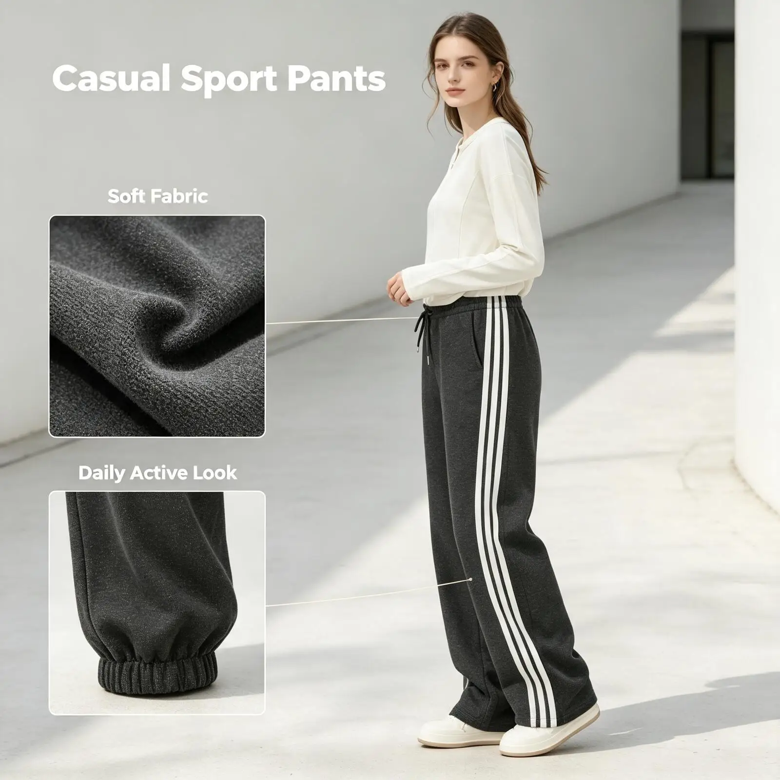 Adidas Dark Track Pants Women Side Stripe Soft Fabric Relaxed Straight Fit Casual Active Sport Pants Knitted Long Pants KX8907