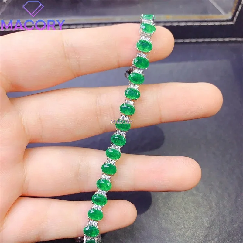 

925 Sterling Silver Emerald Stone Women's Jewelry Bracelet Christmas Gift Fine Jewelry Fashion Classic Jewelry With Certificate