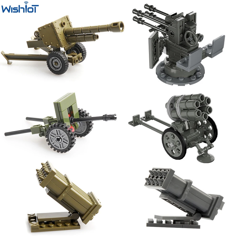 

MOC Military Series Building Blocks Wars Scene Weapons Artillery Cannon Howitzer Anti-aircraft Gun Assembly Bricks Toys For Kids