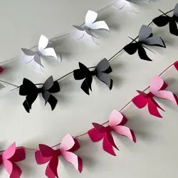 1PC Ins First Kids Birthday PEPA Pink Bowknot Flag Wedding Party White Bow Banner Backdrops Decoration