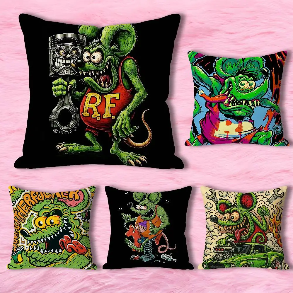 

R-Rat F-Fink Various Sizes Square Pillow Case For Car Home Bedchamber Decor Custom Valentine gift