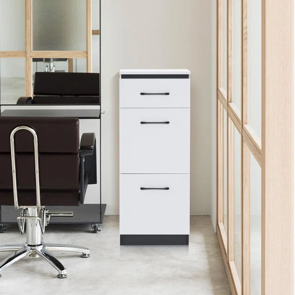Storage Cabinet for Barber Salon, Organizer with Tool Drawers for Hair Styling, Multi-Use Beauty Equipment, 2002 (White)