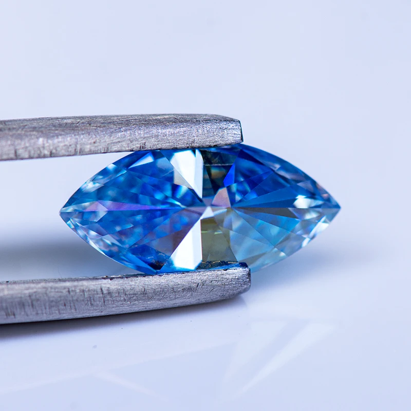 Moissanit-Stein im Marquise-Schliff, eisblau, DIY-Anhänger für Schmuckherstellung, Ring, Halskette, Ohrringe, Hauptmaterialien, Zertifikat – Detail 9