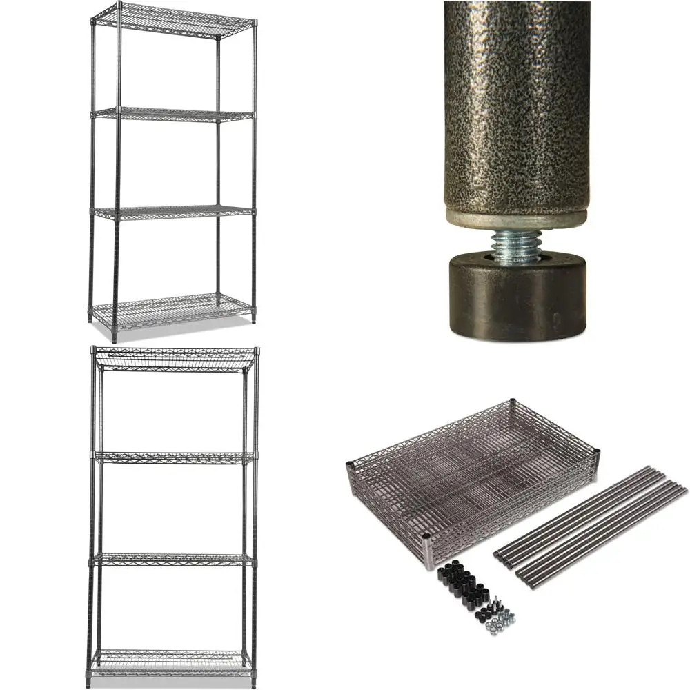 

Стартовый комплект для проволочных полков с четырьмя полками, ширина 36 x глубиной 18 x высота 72, черная антрацитовая отделка, сверхмощное решение для хранения вещей