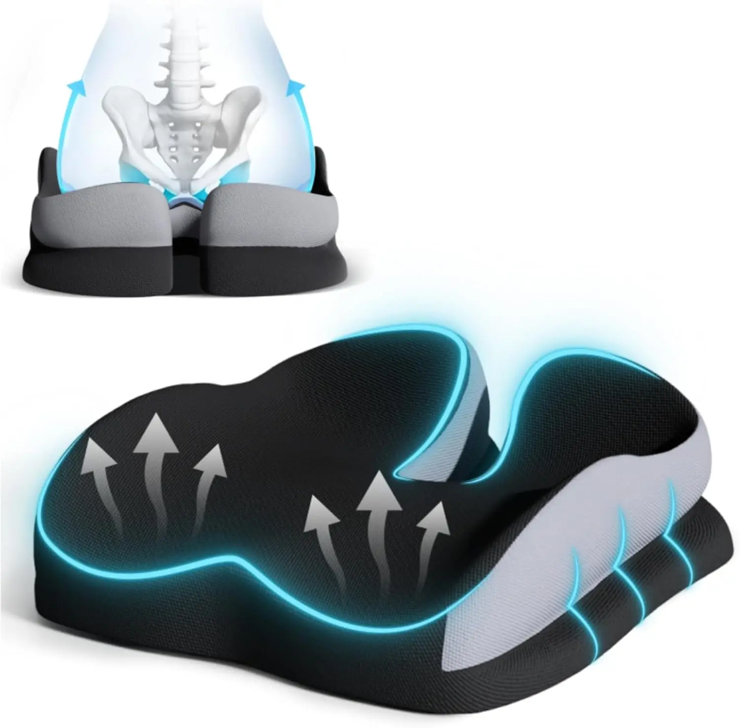 

Memory Foam Seat Cushion for Office Chairs, Wheelchair, and Car Seats - Relieves Back and Tailbone Pain