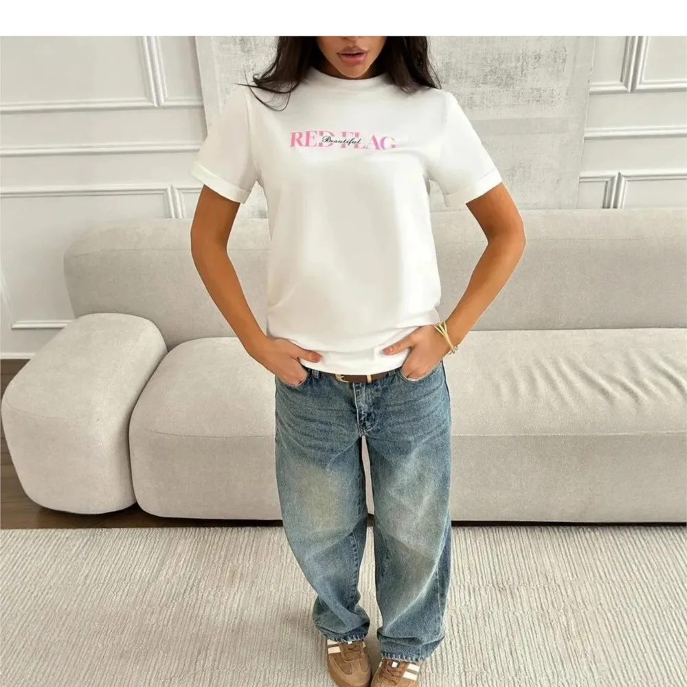 

2026 Casual Blusas Short Sleeve Tops Personality T Shirt Tees Simple Style All-match Women's T-shirts Commuting Fashion Printed