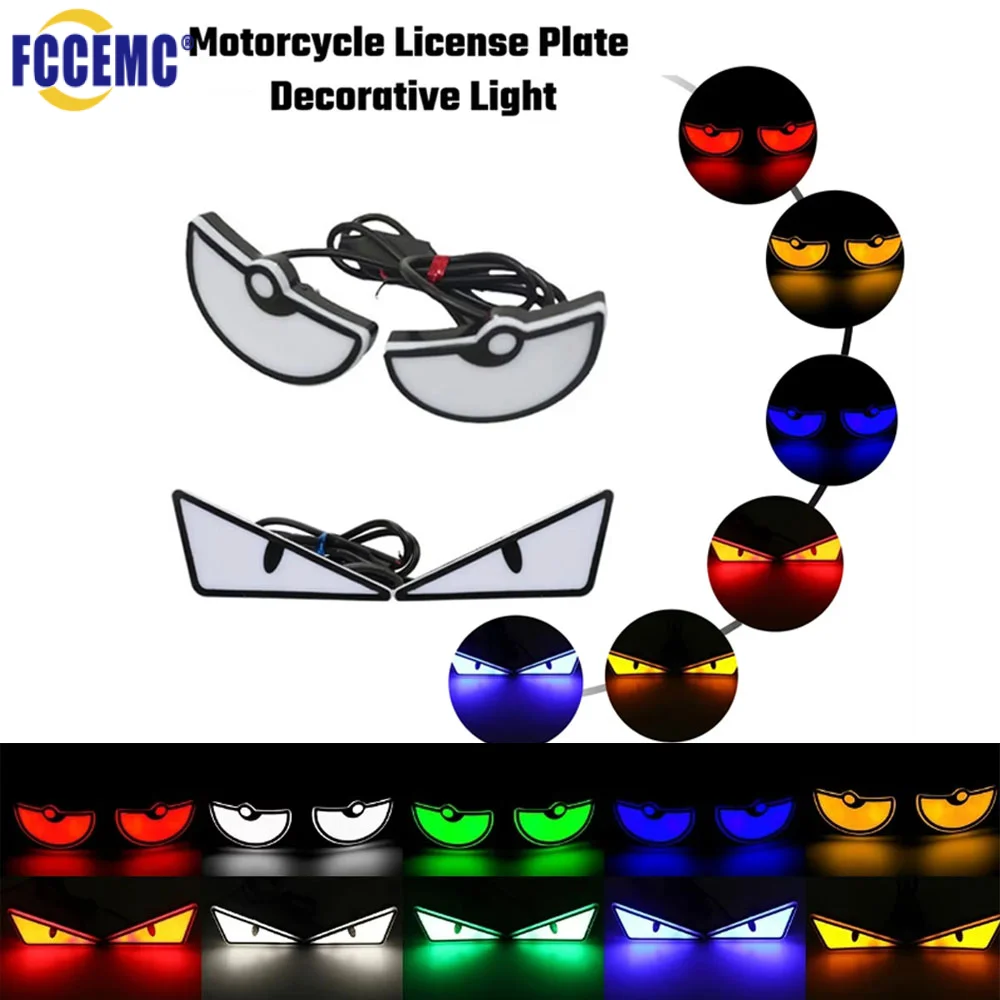 Car Led Demon Eye Light Semicircle Triangle Eyes Mini Turn Signal Flasher Light Tail Lamp Motorcycle Decoration Lights Universal