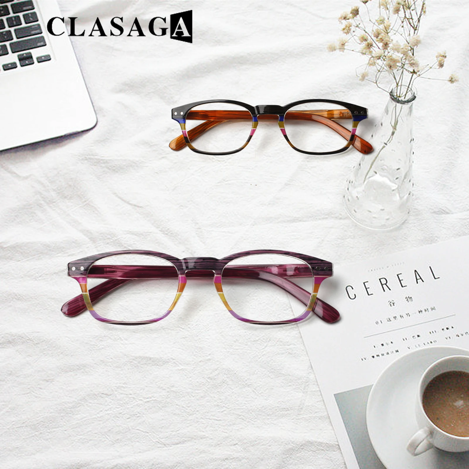 CLASAGA Reading Glasses Spring Hinges Women Men HD Lenses Optical Prescription Eyeglasses Diopter 0-600
