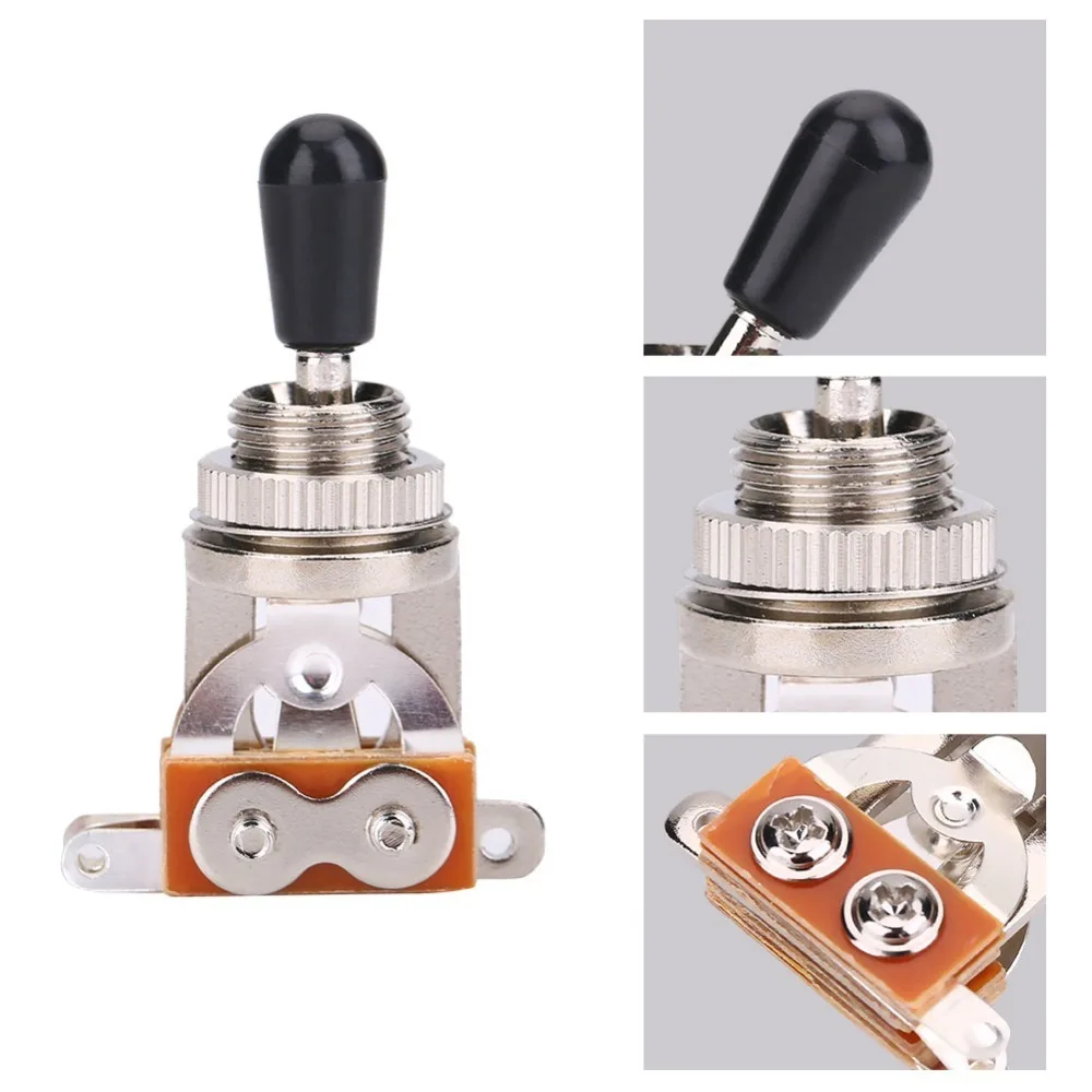 Black Tip​ ​3-Way Pickup Selector​ ​Metal Body​ Electric Guitar Pickup Switching​ ​LP Style Switch​ ​Short Straight