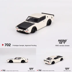 MINIGT 702 In Stock 1:64 LBWK Skyline KPGC110 Kenmeri Liberty Walk White Diecast Diorama Car Model Collection Miniature Toys