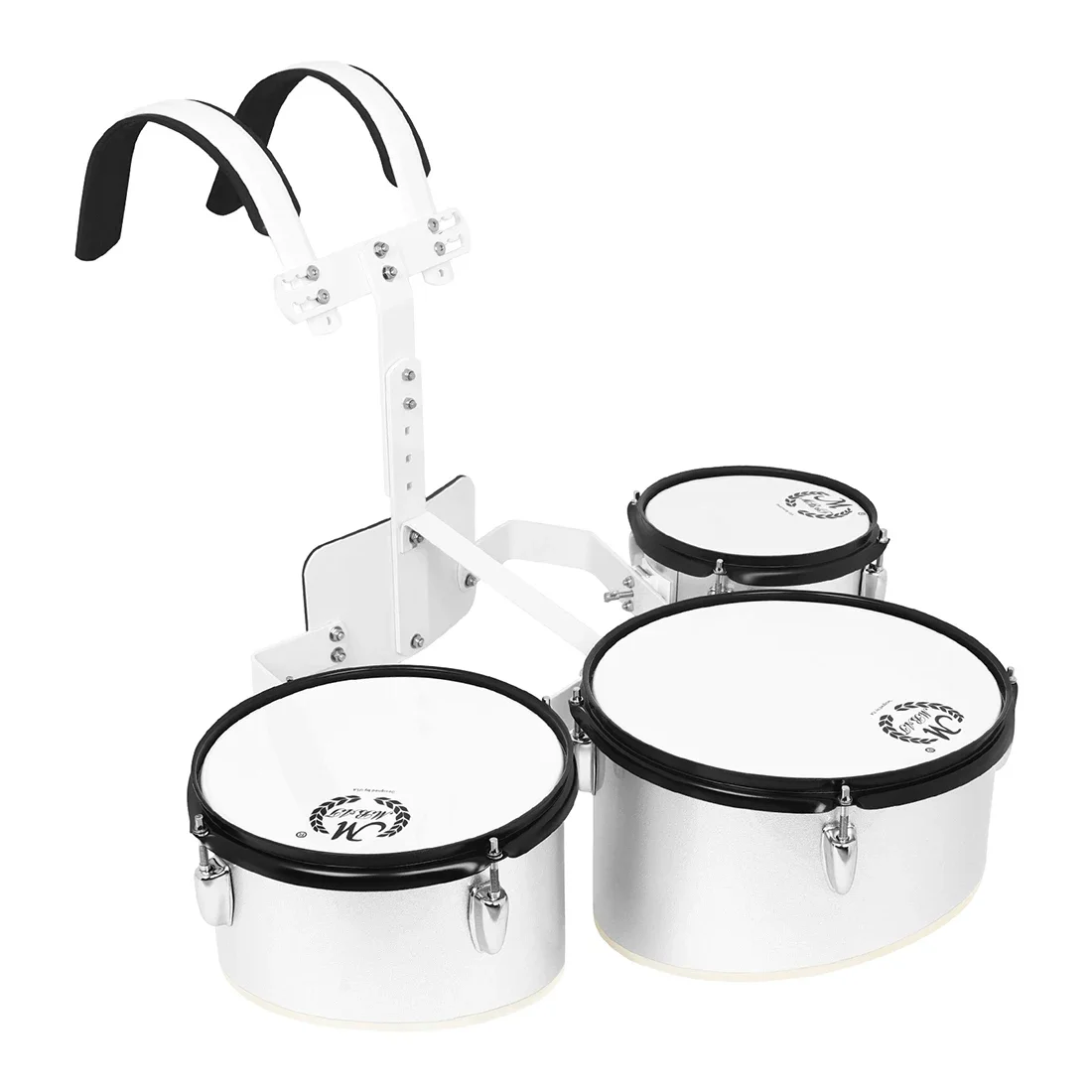M MBAT Marching Triple Drum Silvery Band Polyphonic Drum Back-rack Triple Drum March Into Professional Marching Drum Dand