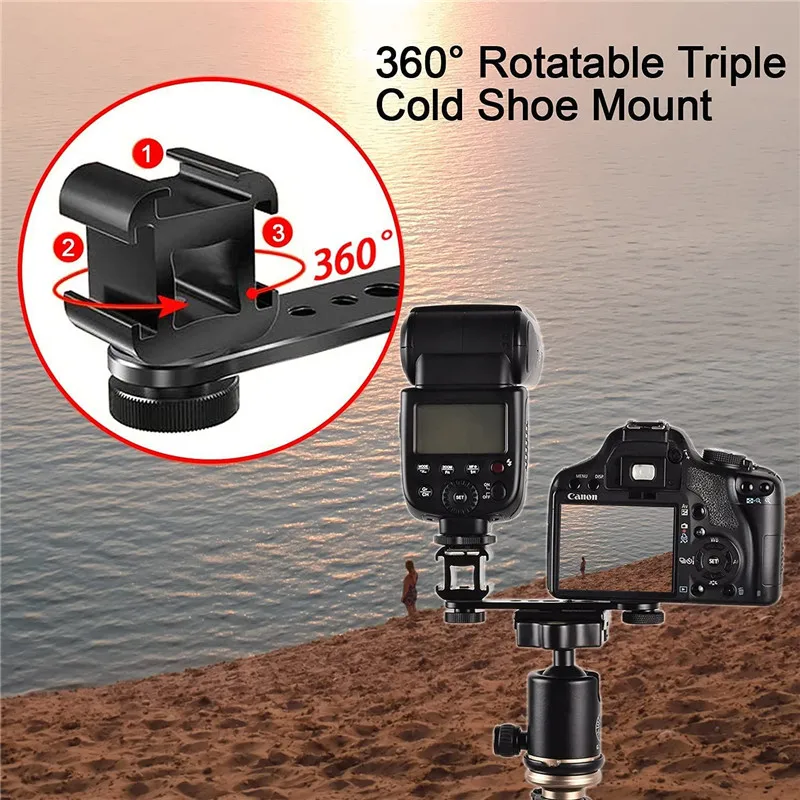 Cold Shoe Mounts Plate Microphone Led Video Light Extension Bracket Microphone Stand for DJI OSMO Mobile 6 Gimbal Stabilizer