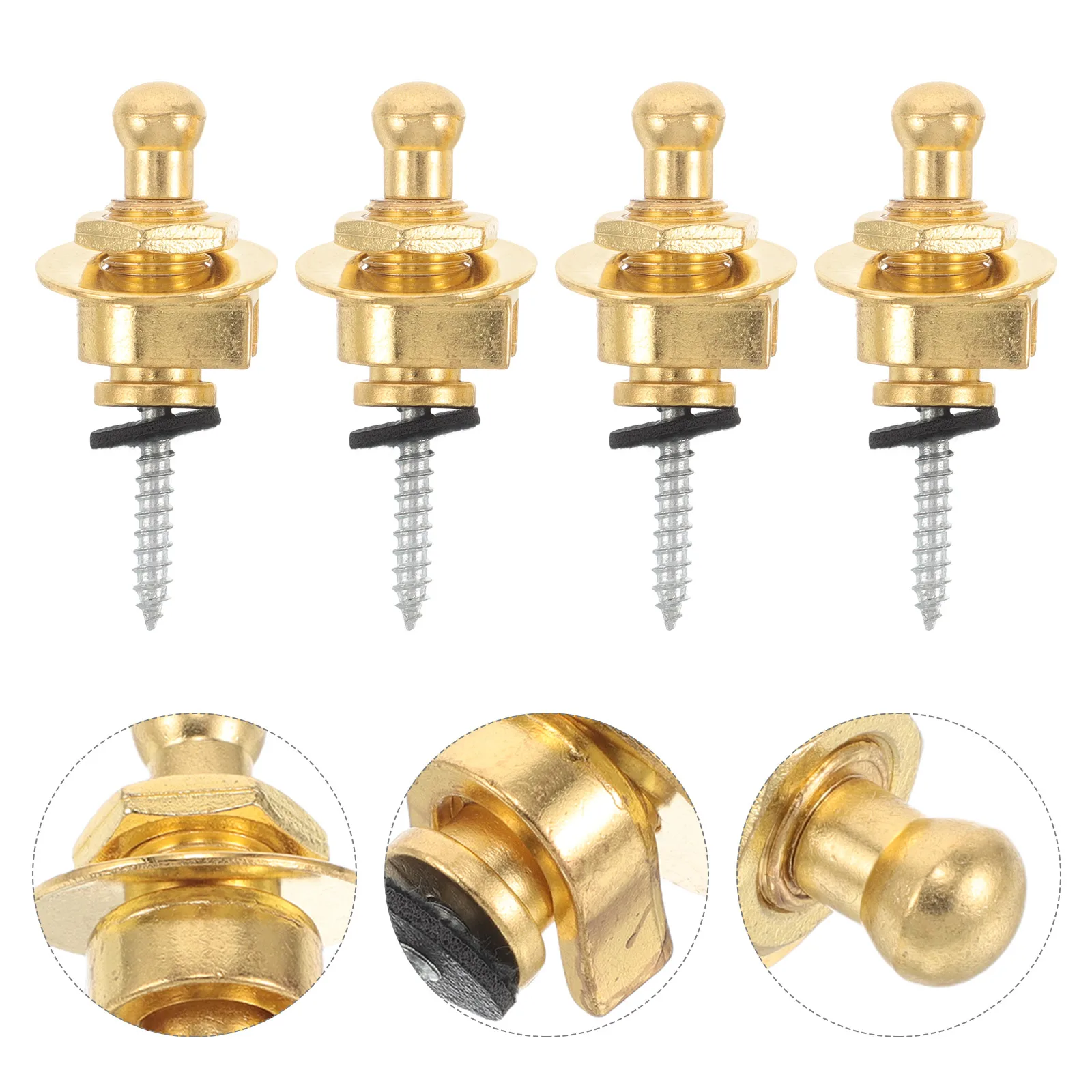 

4 Pcs Guitar Strap Lock Adapters Anti-off Bass Locks Metal Anti-skid Buttons Security