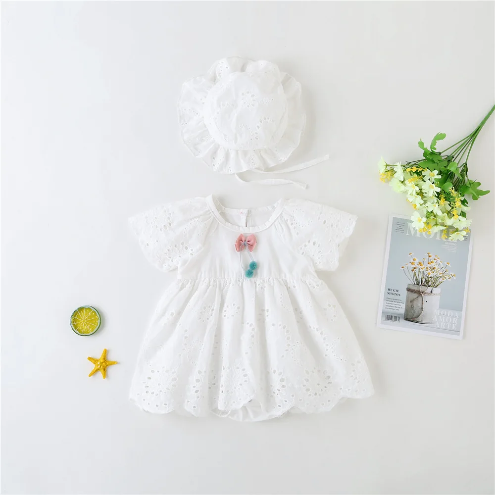 2024 Baby Girls Little fresh and cute Dress Summer Short Sleeve Baby Bodysuit  Holiday Casual Kids Girls Dresses Clothing