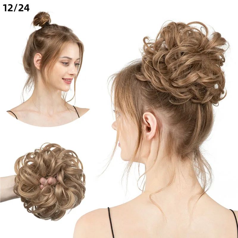 Synthetic Hair Bun Extensions Messy Curly Elastic Fake Hair Band Braid Elastic Hairpiece Tail Donut Chignon For Women