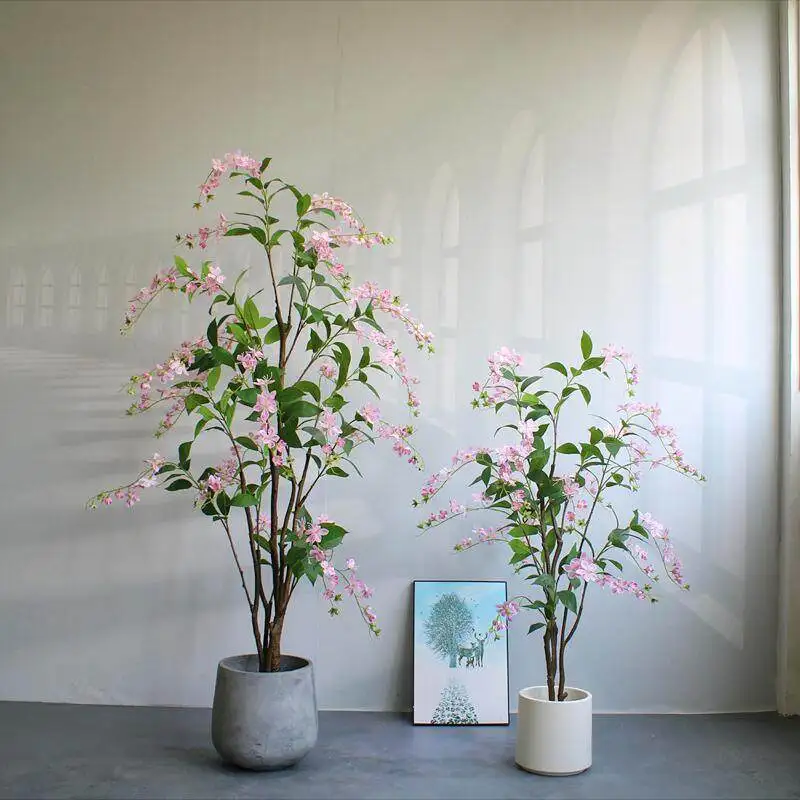 High-end simulation fake green plant weeping silk jasmine B & B hotel shop window home floor-to-ceiling potted plant ornament
