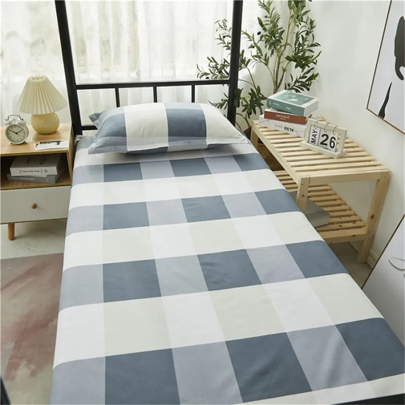 1pc Modern Simple Bunk Sheet for Student Dormitory Polyeste Grid Whale Printed Adult Home Bed Linens Bedspread 120*210cm