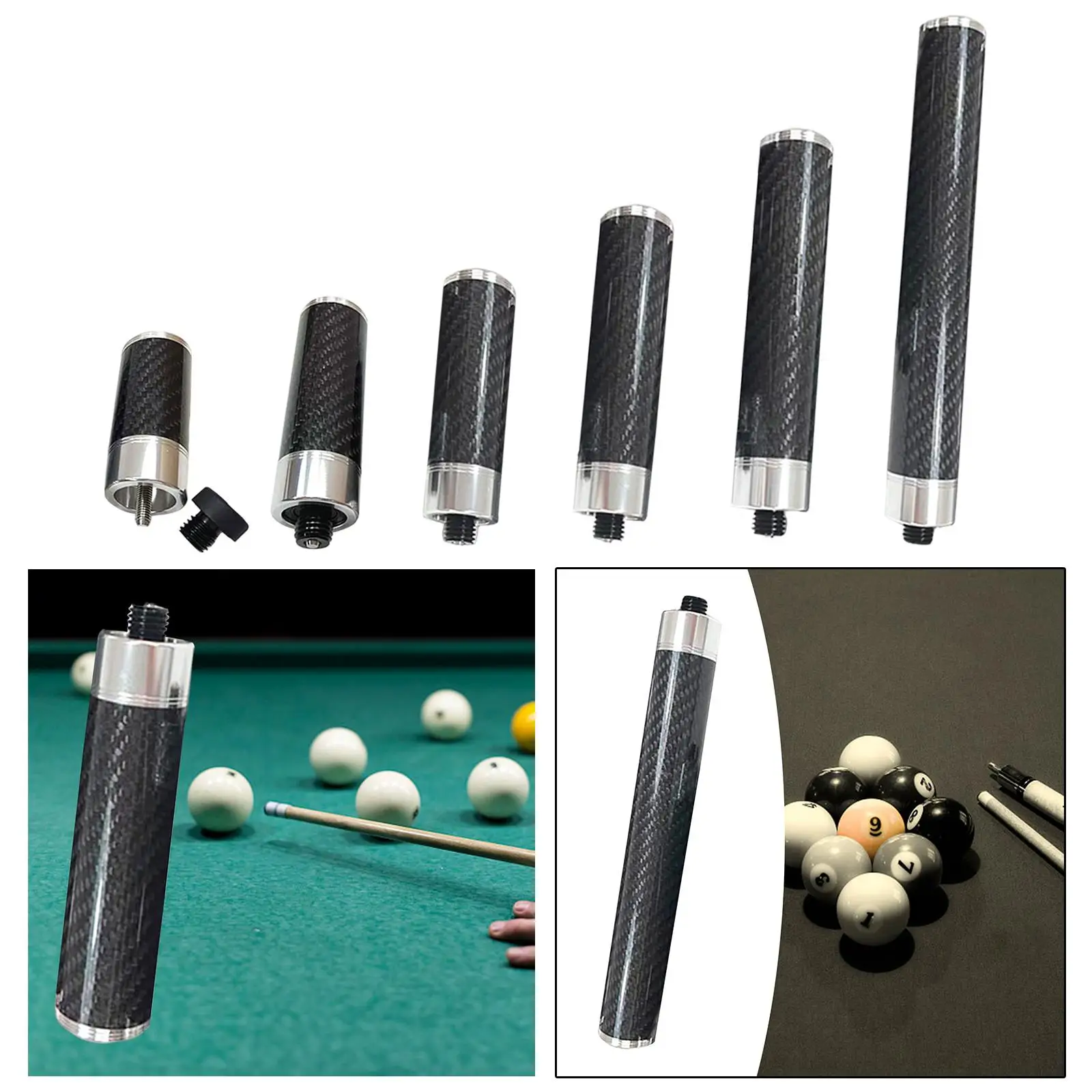 Bilhar Pool Cue End Extender com Bumper, Snooker Stick leve