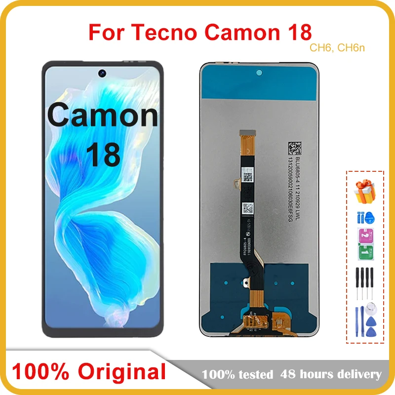 

6.8" Original For Tecno Camon 18 CH6 LCD Display Touch Screen Digitizer Assembly New For Tecno CH6n Repair Replacement Parts