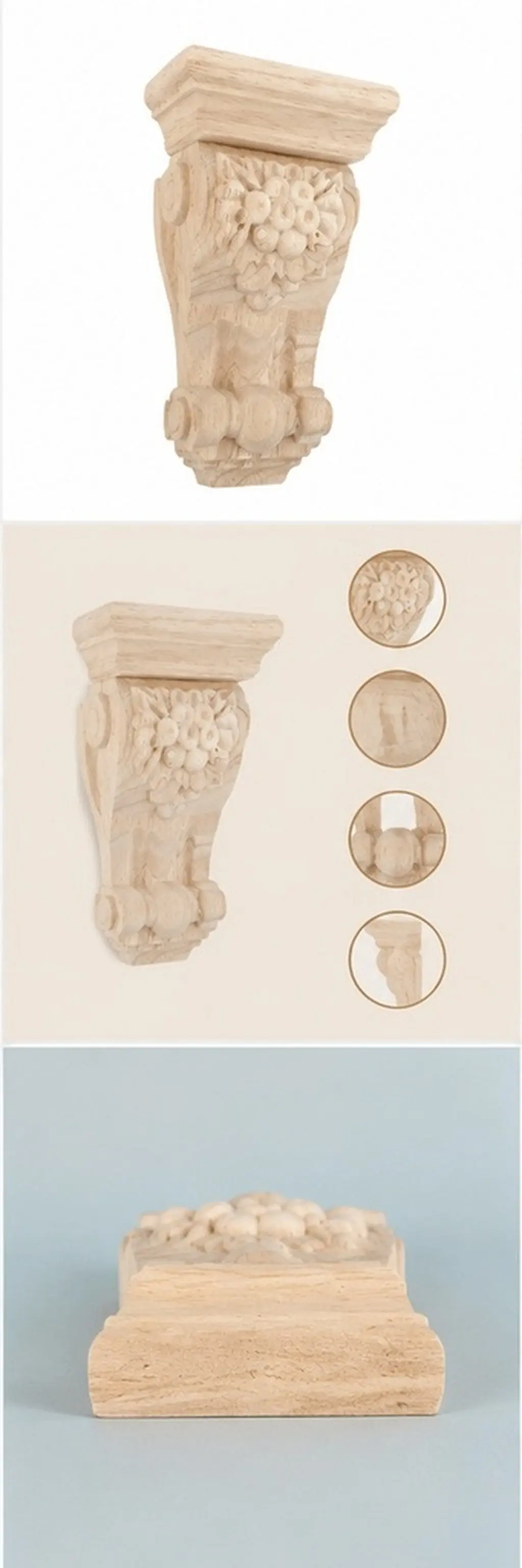 Wooden Carved Corbel Solid Wood Decorative European Style Rustic Corbel for Home Shelves Doorway Corner Decor Decorative Corbels