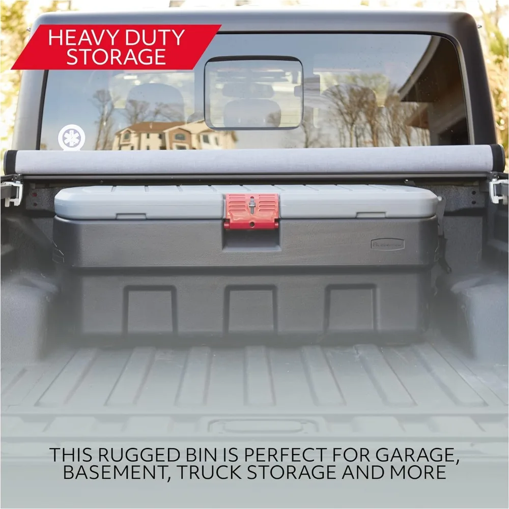 ActionPacker️ 48 Gal Lockable Plastic Storage Bin, Industrial, Rugged Large Container with Lid (Black,gray)