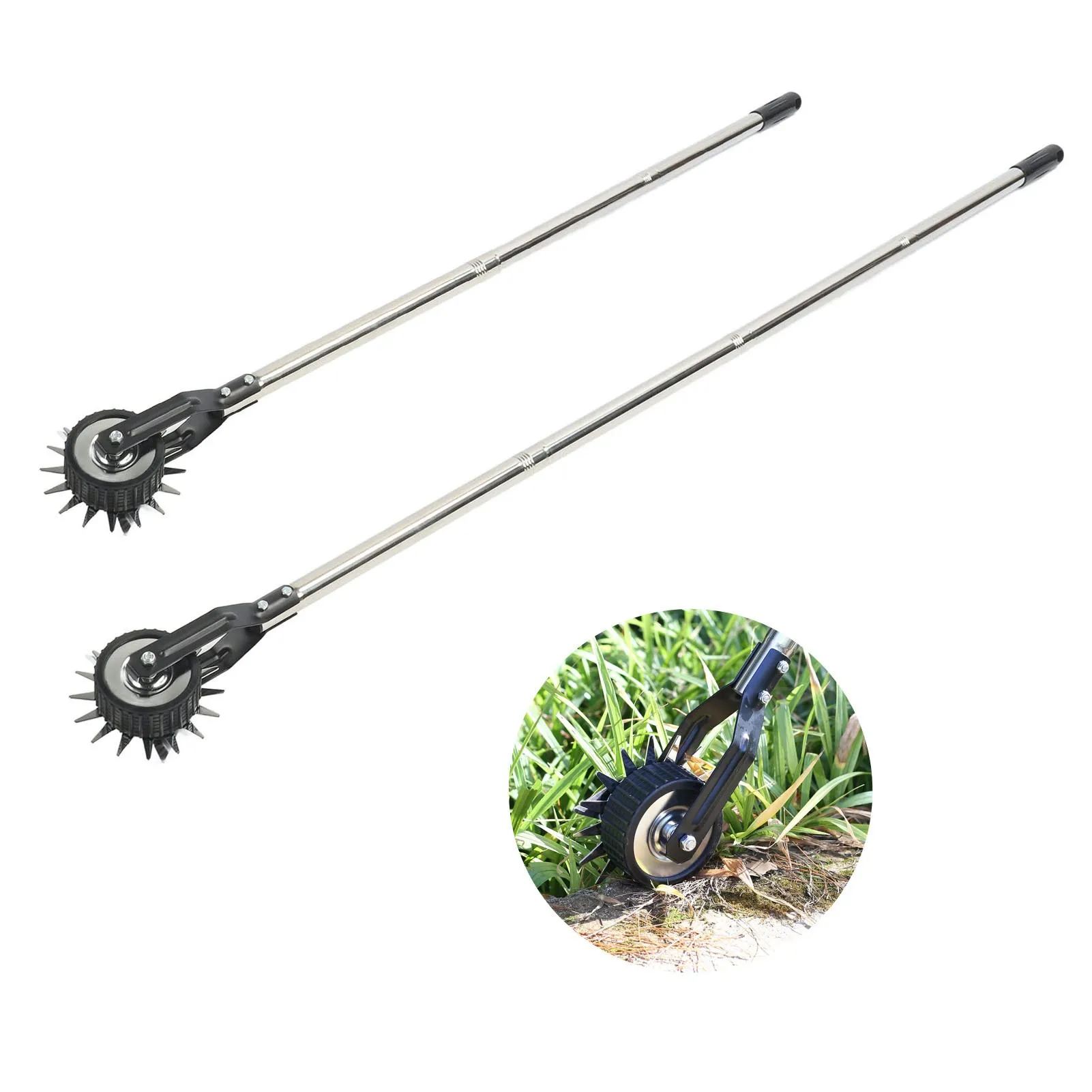 Manual Lawn Edger Single Wheel Manganese Steel and Stainless Steel Lawn Edging Roller Rust Resistant Serrated Blade for Garden