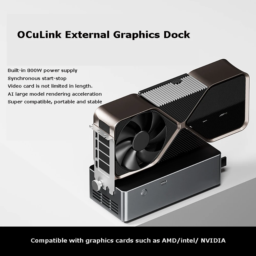 AG02/AG01 EGPU Dock with OCuLink & USB4 Dual Ports, PCIe 4.0 X4 High Speed for Laptop Mini PC External Graphics Card
