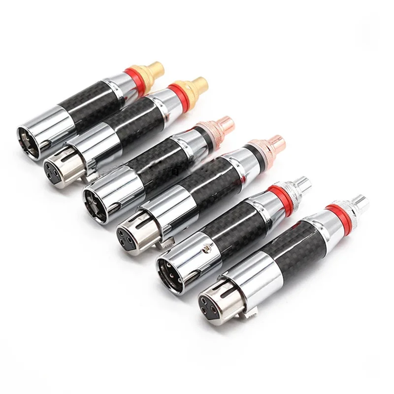 

4pcs RCA To XLR 3 pin Adapter Male Female Connectors Carbon Fiber Gold Plated Audio Converter Speakers Amplifier Jack Phono