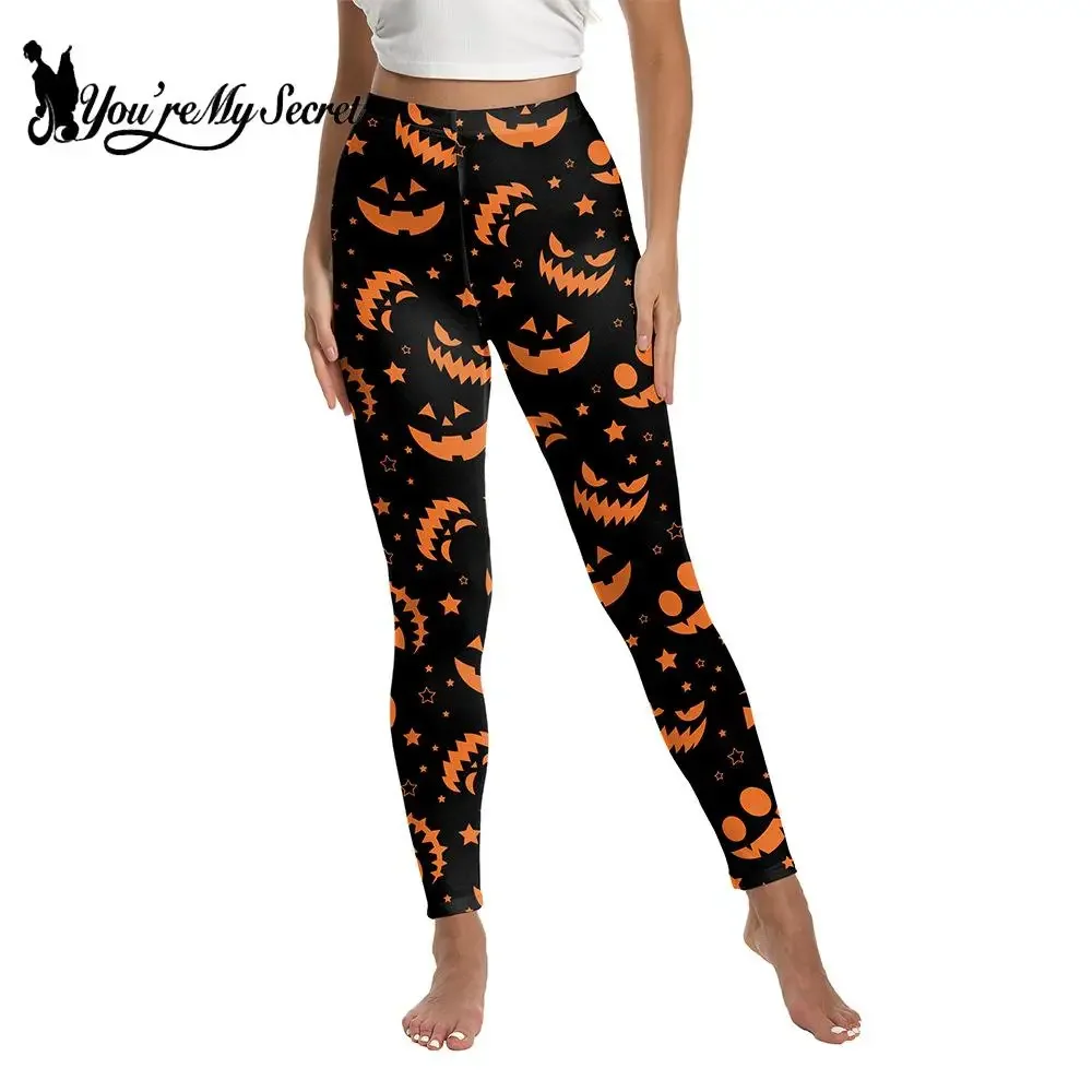 [You're My Secret] New Female Pants Halloween Women's Pumpkin Print High Waist Outdoor Sports Casual Gothic Leggings Trousers