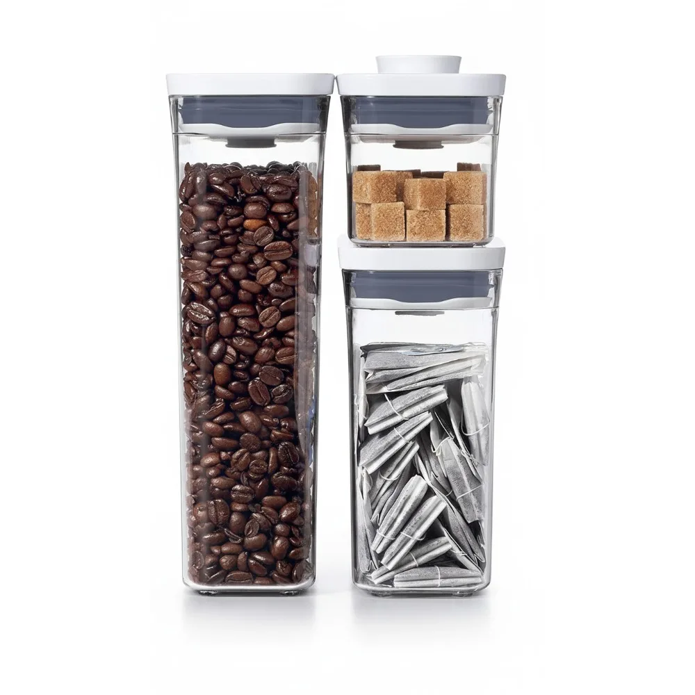 

Набор герметичных контейнеров для хранения продуктов питания из 3 предметов — штабелируемые кухонные органайзеры для сухих продуктов