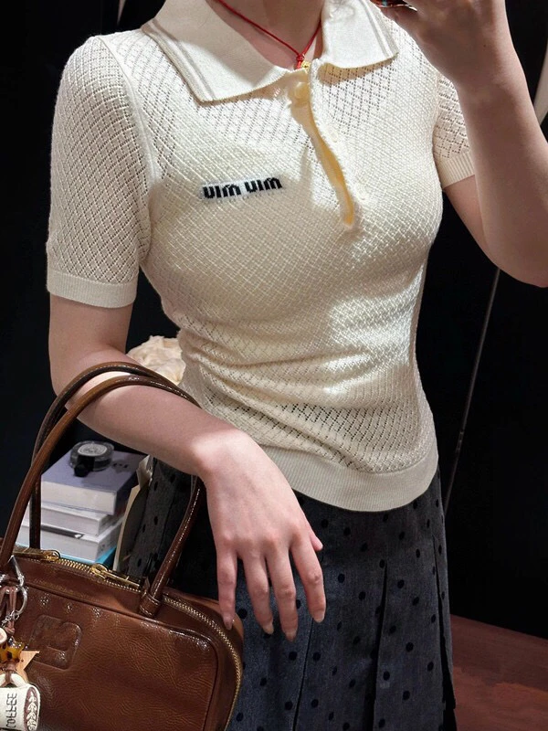 

Облегающий вязаный свитер ort Sve Ne с вырезом логотипа из сосновой иглы и вышивкой, модный повседневный летний топ