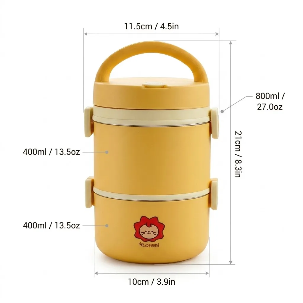 Magnetronbestendige lunchbox van 304 roestvrij staal, thermische bentobox, lekvrije voedselcontainer, meerlaags, voor kinderen en volwassenen, keukengerei.