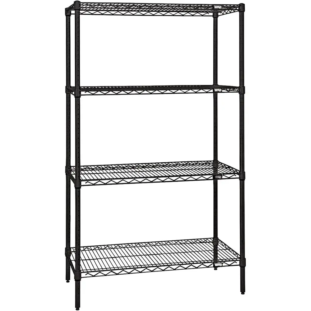 

4-ярусный черный металлический стеллаж, 18x36x86, для хранения