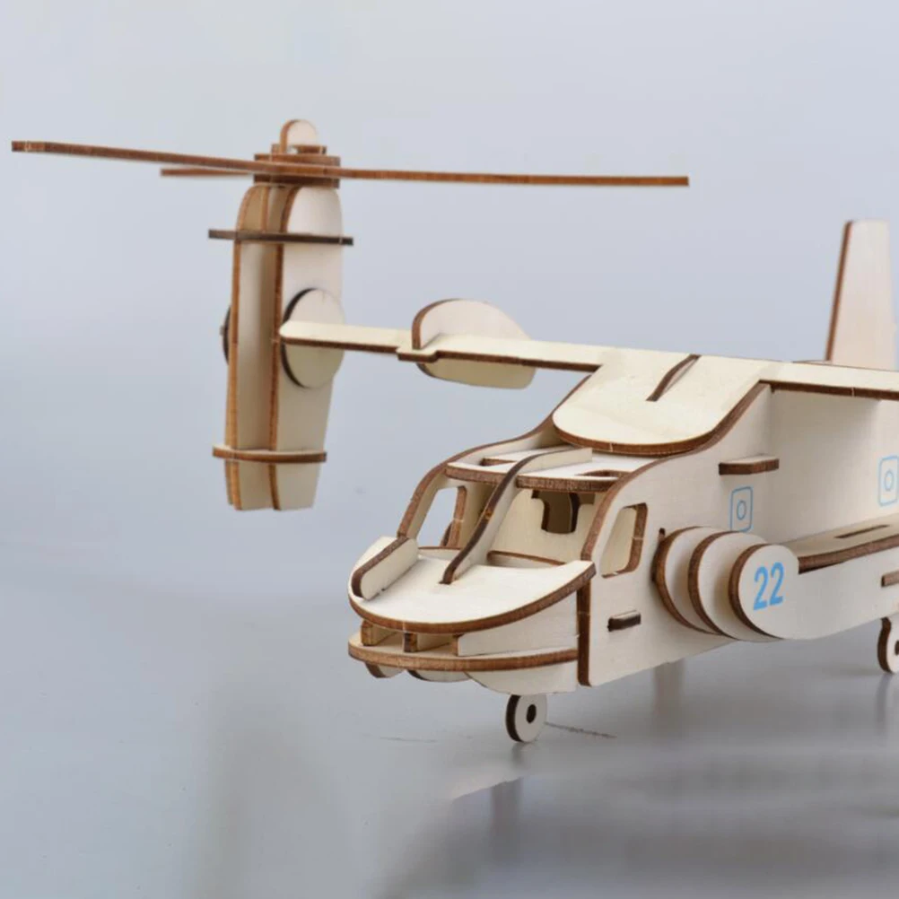 

Wooden For Aircraft Diy Assembly Educational Game Woodcraft Kit Desk Decoration 3D Puzzle For Kids Wooden