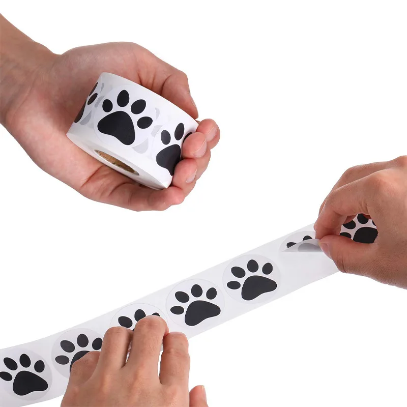 1 Inch 500pcs black Paw Print Stickers Dog cat bear Paws Labels Sticker For laptop reward sticker stationery teacher for student