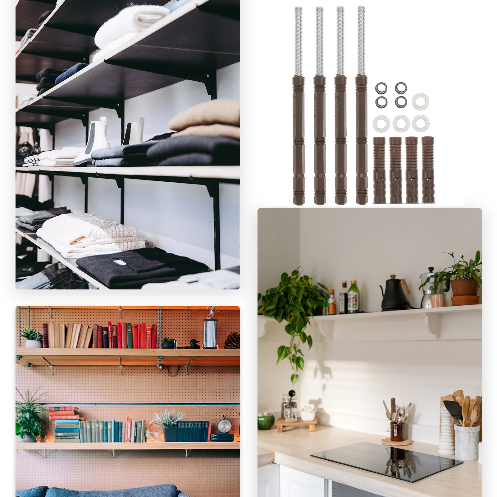 

4Pcs Hidden Floating Shelf Brackets Heavy Duty Wall Shelf Supports Invisible Mount Brackets for Floating Shelves Storage