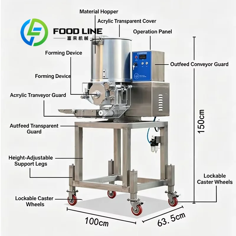 Meat Patty Forming Machine, Precise Weight Control Consistent Finished‑Products Commercial Fast‑Food Patty Forming Device