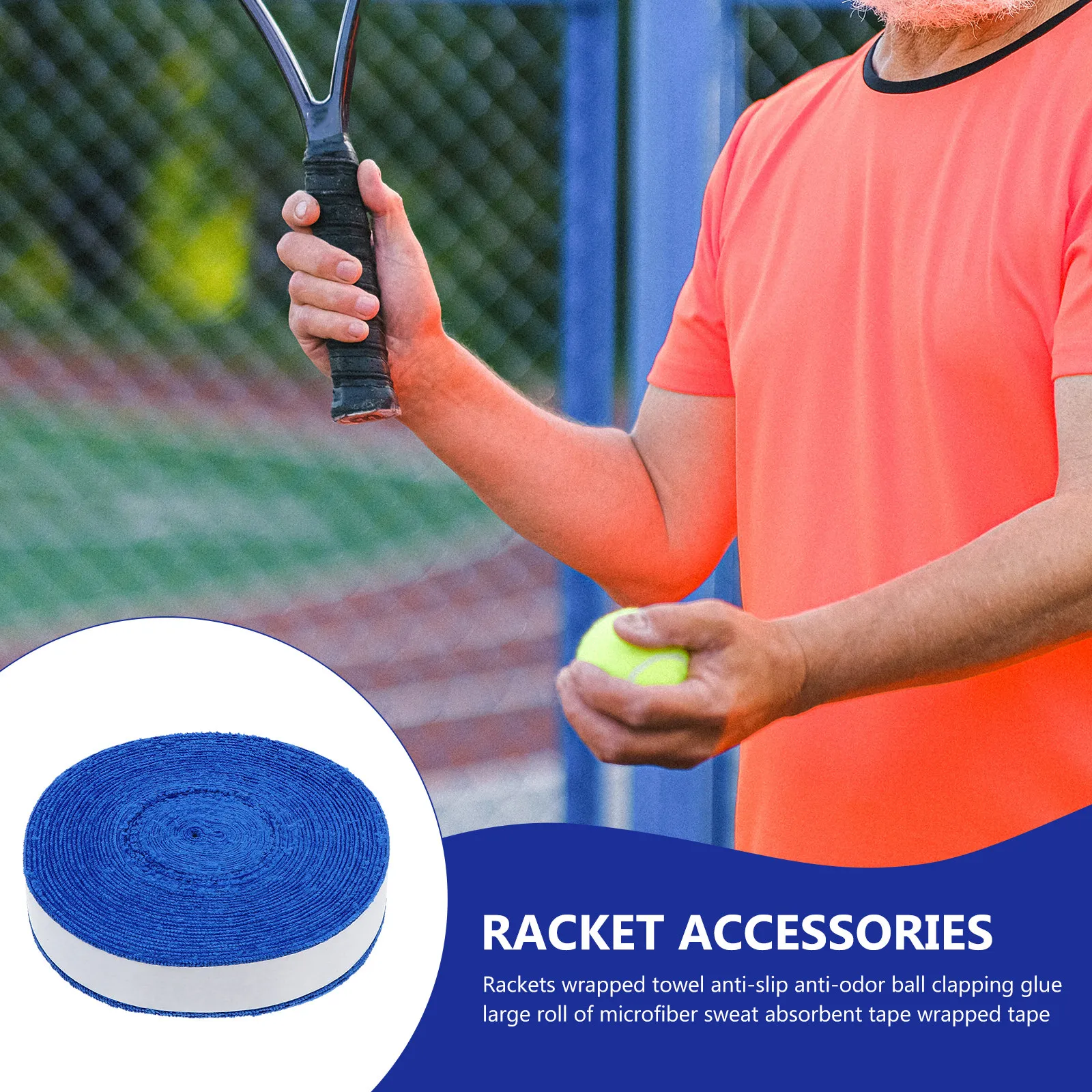 1 Roll Premium Polyester Anti-Slip Tennis Overgrips Sweat Absorbing Racket Overgrips for Tennis Badminton Baseball Outdoor